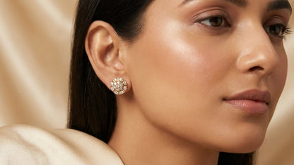 Golden Bloom Crystal Stud Earrings