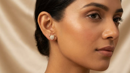 Teddy Crystal Gold Stud Earrings