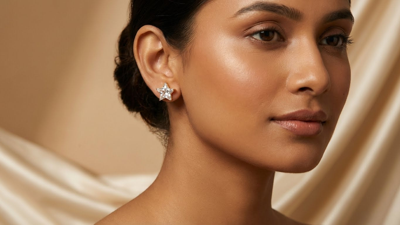 Star Solitaire Sparkle Stud Earrings