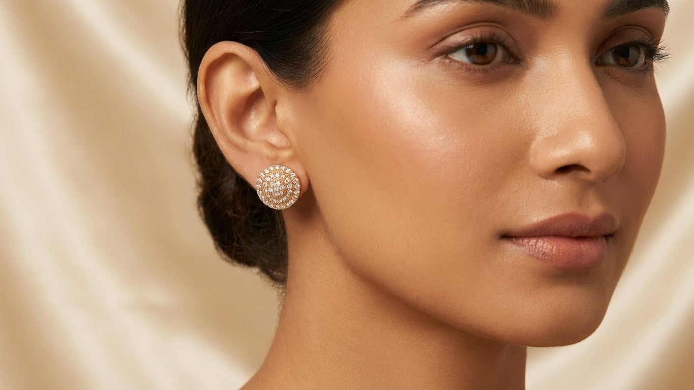 Radiant Halo Crystal Stud Earrings