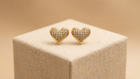 Sparkling Golden Heart Stud Earrings