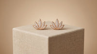 Crystal Leaf Rose Gold Diamond Stud Earrings