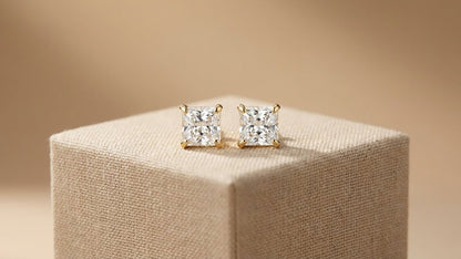 Square Solitaire Crystal Stud Earrings