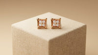 Golden Square Sparkle Stud Earrings