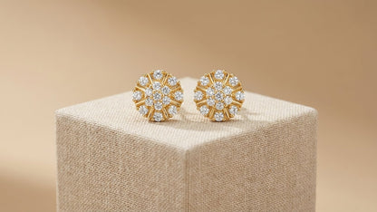 Golden Bloom Crystal Stud Earrings
