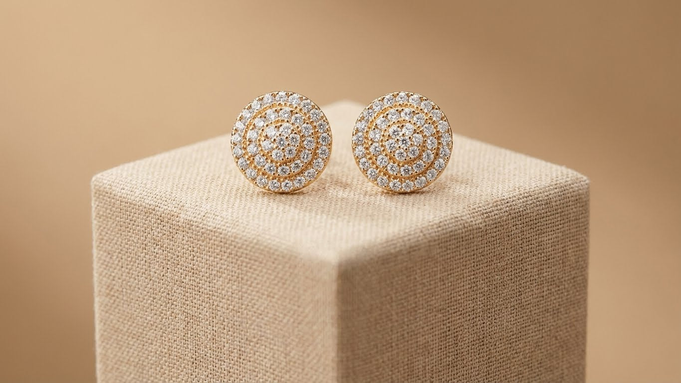 Radiant Halo Crystal Stud Earrings