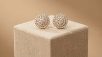 Radiant Halo Crystal Stud Earrings