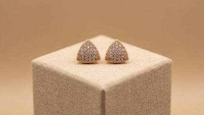 Gold Triangle Pavé Stud Earrings