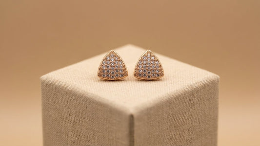 Gold Triangle Pavé Stud Earrings