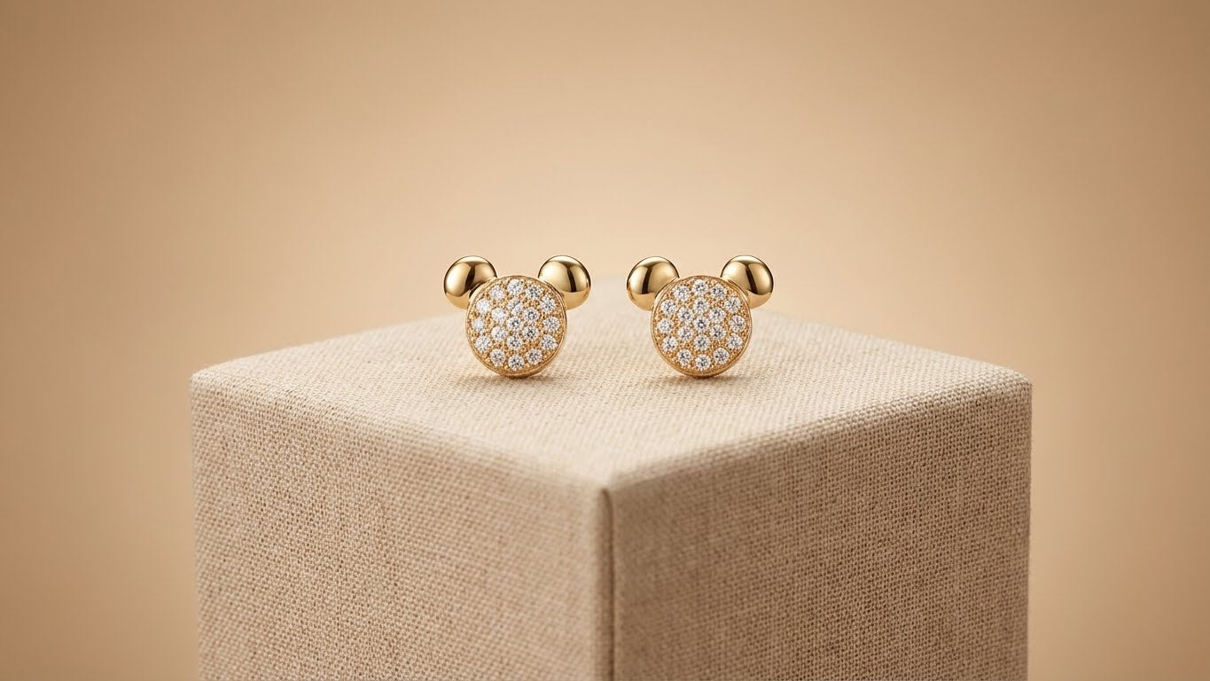 Teddy Crystal Gold Stud Earrings